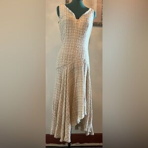 Alexander McQueen Pre-AW17 Tweed Asymmetric Frayed Dress size 44